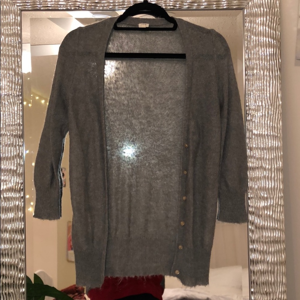 Gray J. Crew 3/4 Length Sleeve Cardigan